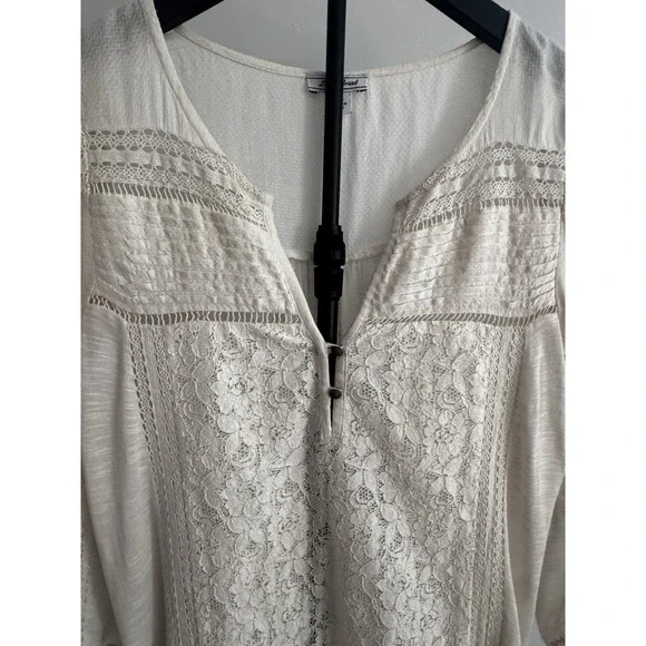 Lucky Brand XS Lace Boho Peasant Top Cream Crochet‎ Romantic Festival Blouse - Picture 3 of 8